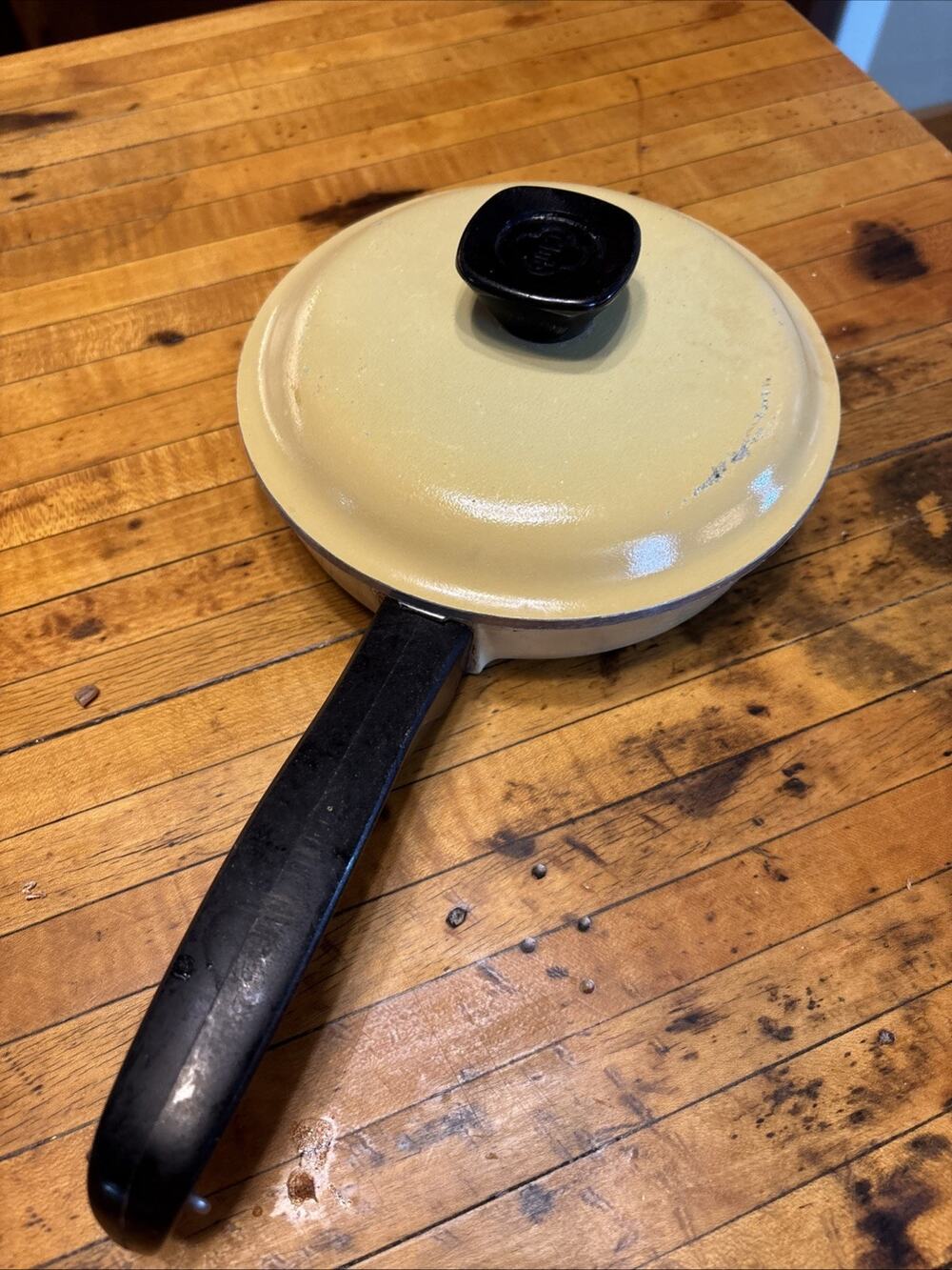 Vintage Club Aluminum 6.5" Skillet Harvest Gold Yellow Frying Pan w/Lid